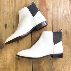 Asos‎ White Leather Booties Boots Cowboy Pointed Toe